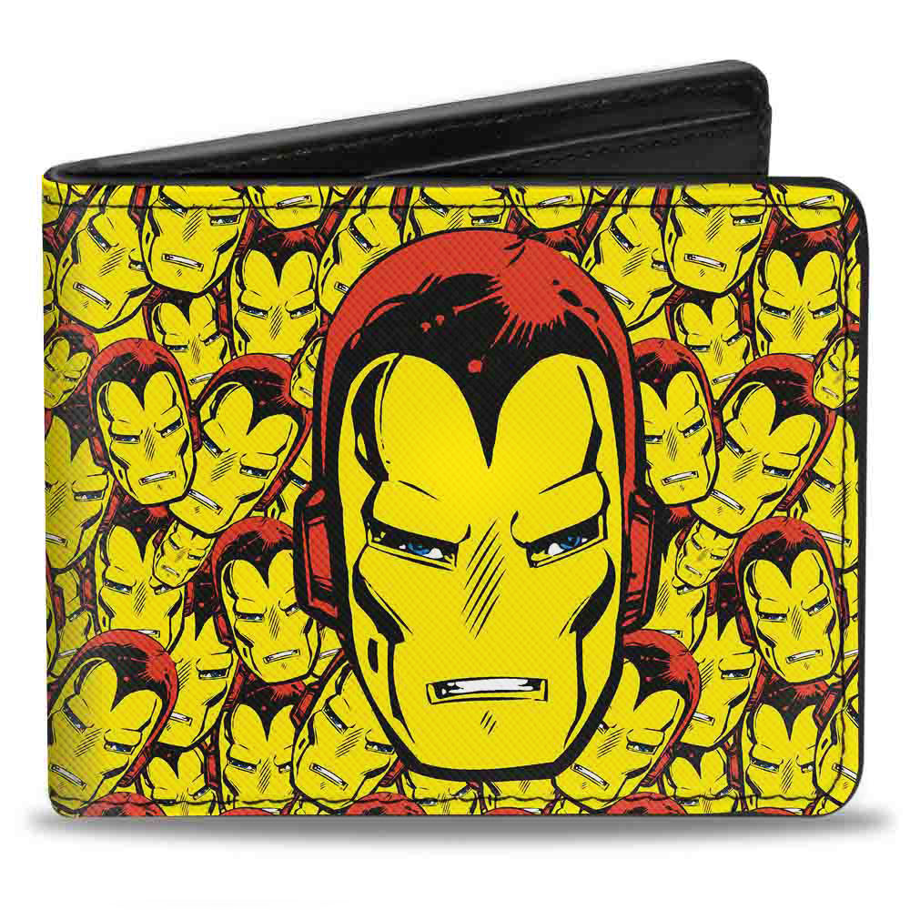 MARVEL COMICS Bi-Fold Wallet - Iron Man Face CLOSE-UP Stacked