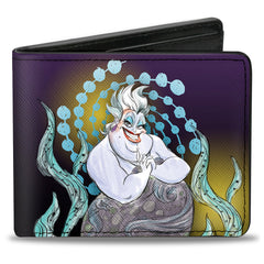 Bi-Fold Wallet - The Little Mermaid Ursula Smiling Sketch Pose Purple Fade