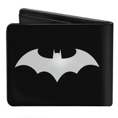 Bi-Fold Wallet - Batman Tech Action Pose + Bat Logo Black White