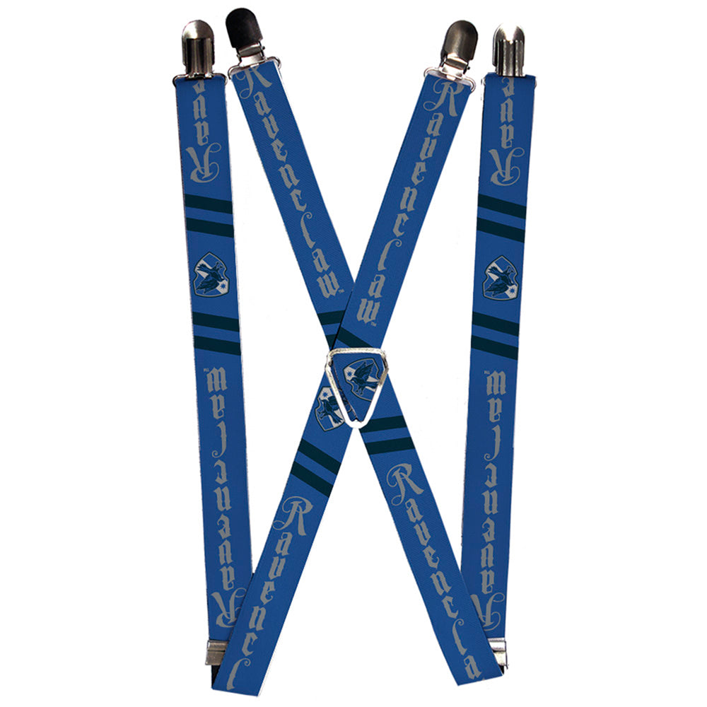 Suspenders - 1.0&quot; - RAVENCLAW Badge 2-Stripe Blue Black Gray