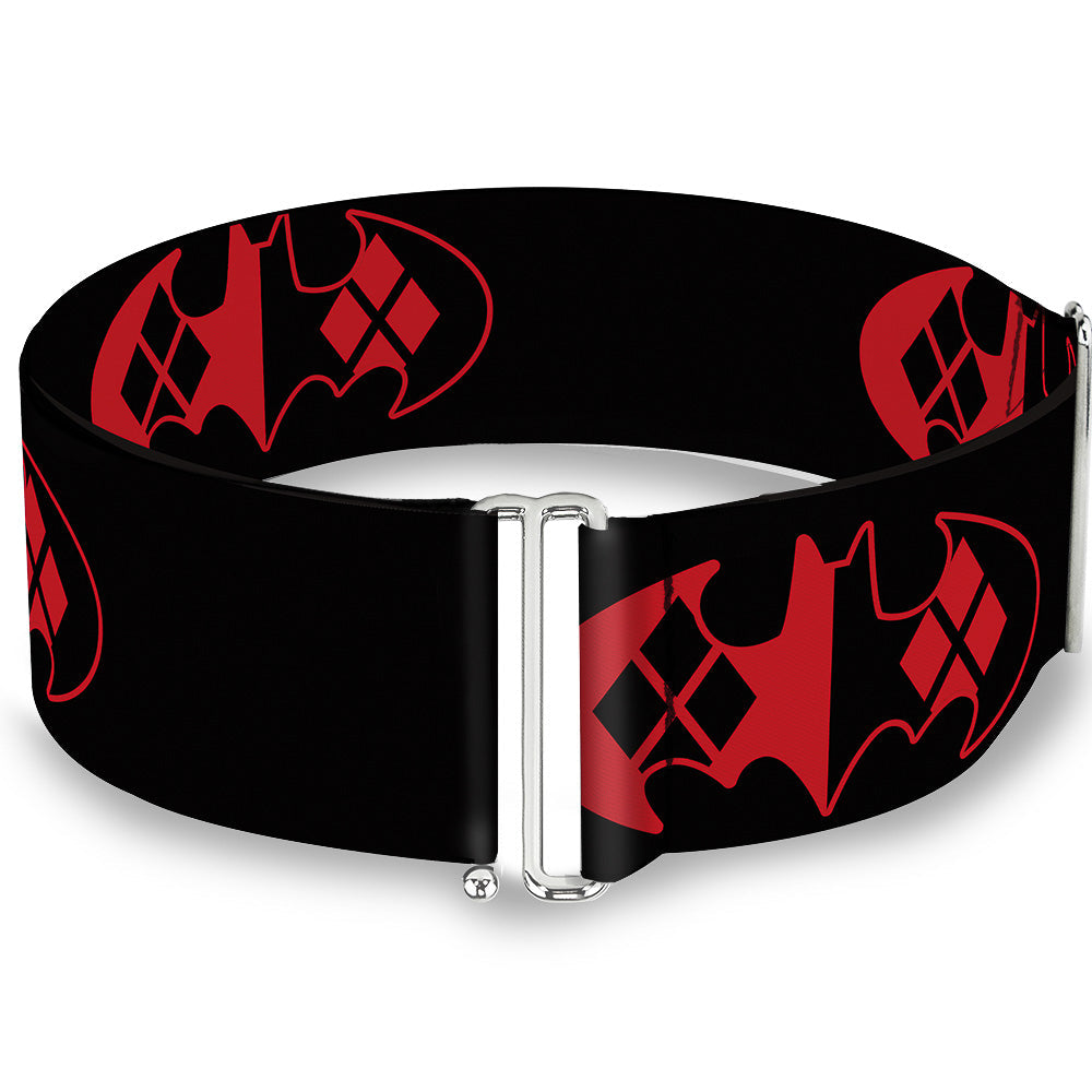 Cinch Waist Belt - Bat Logo Harley Quinn Diamonds Black Red