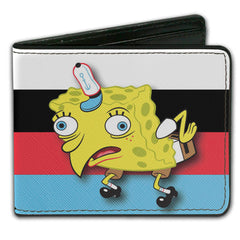 Bi-Fold Wallet - Mocking SpongeBob Pose Stripe White Black Red Blue