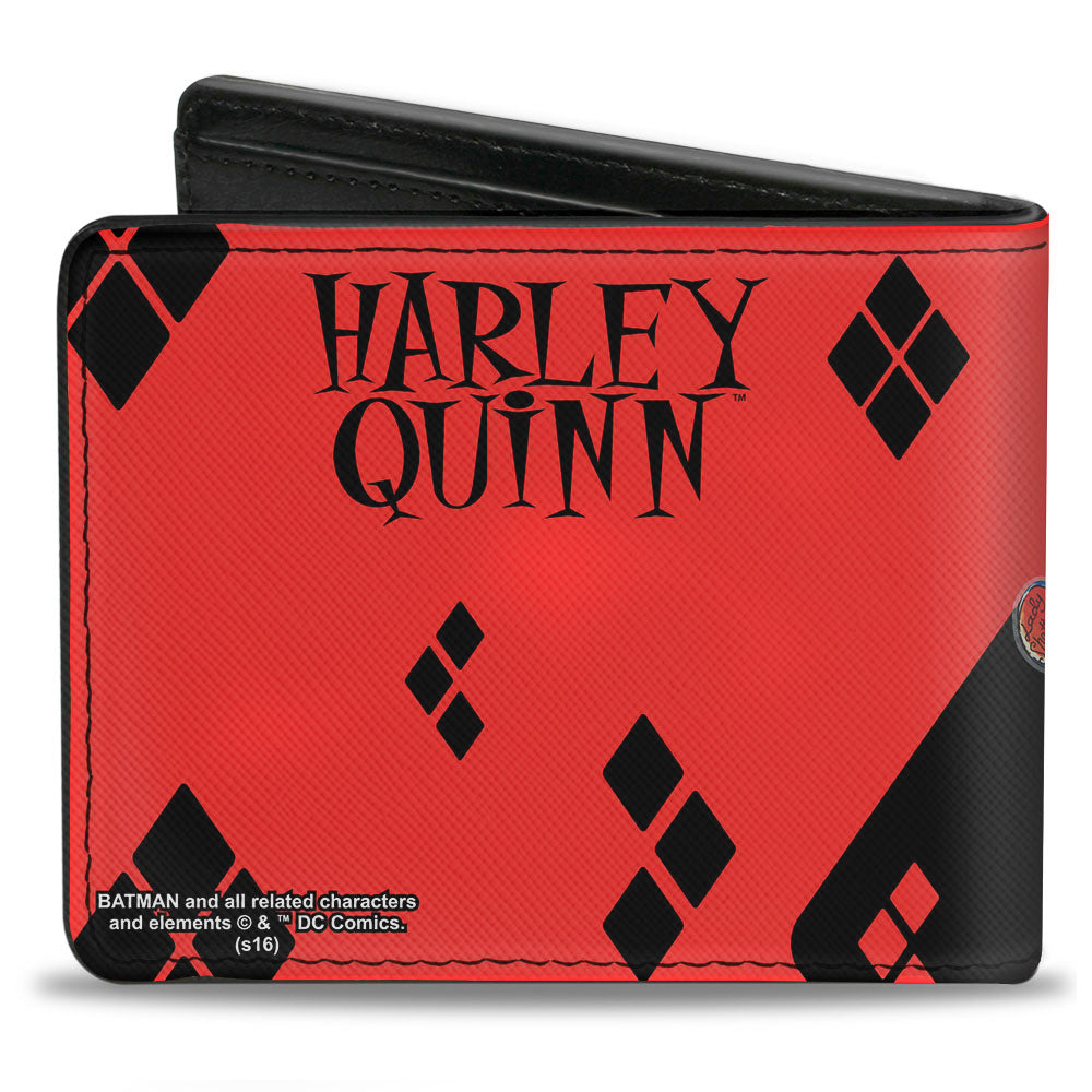 Bi-Fold Wallet - Harley Quinn Issue #20 LA Baseball Cover Pose Diamonds Black Red
