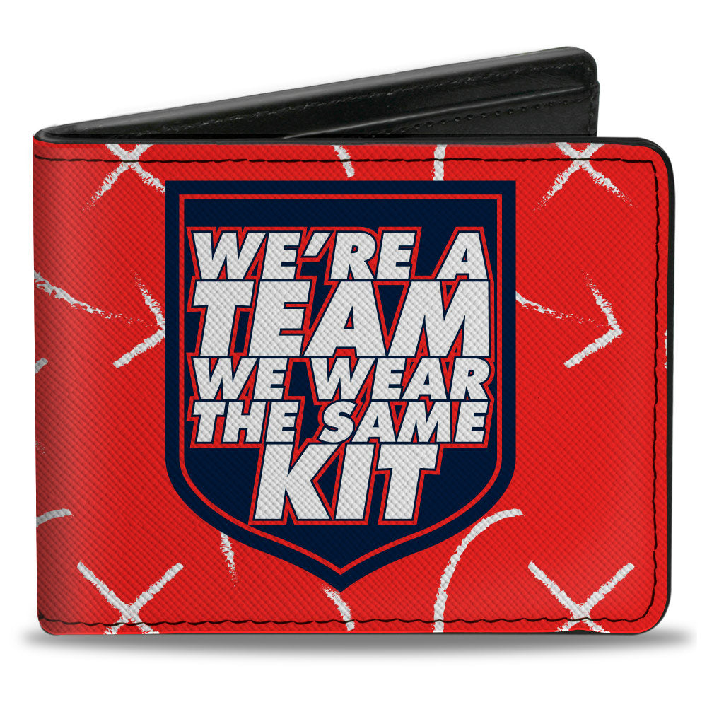 Bi-Fold Wallet - Ted Lasso WE'RE A TEAM WE WEAR THE SAME KIT Quote Badge Red Navy White