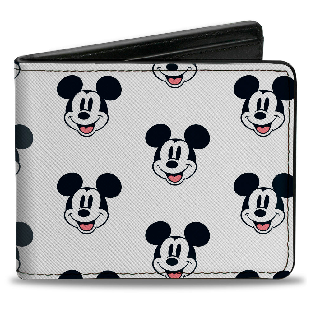 Bi-Fold Wallet - Mickey Mouse Smiling Expression All Over White
