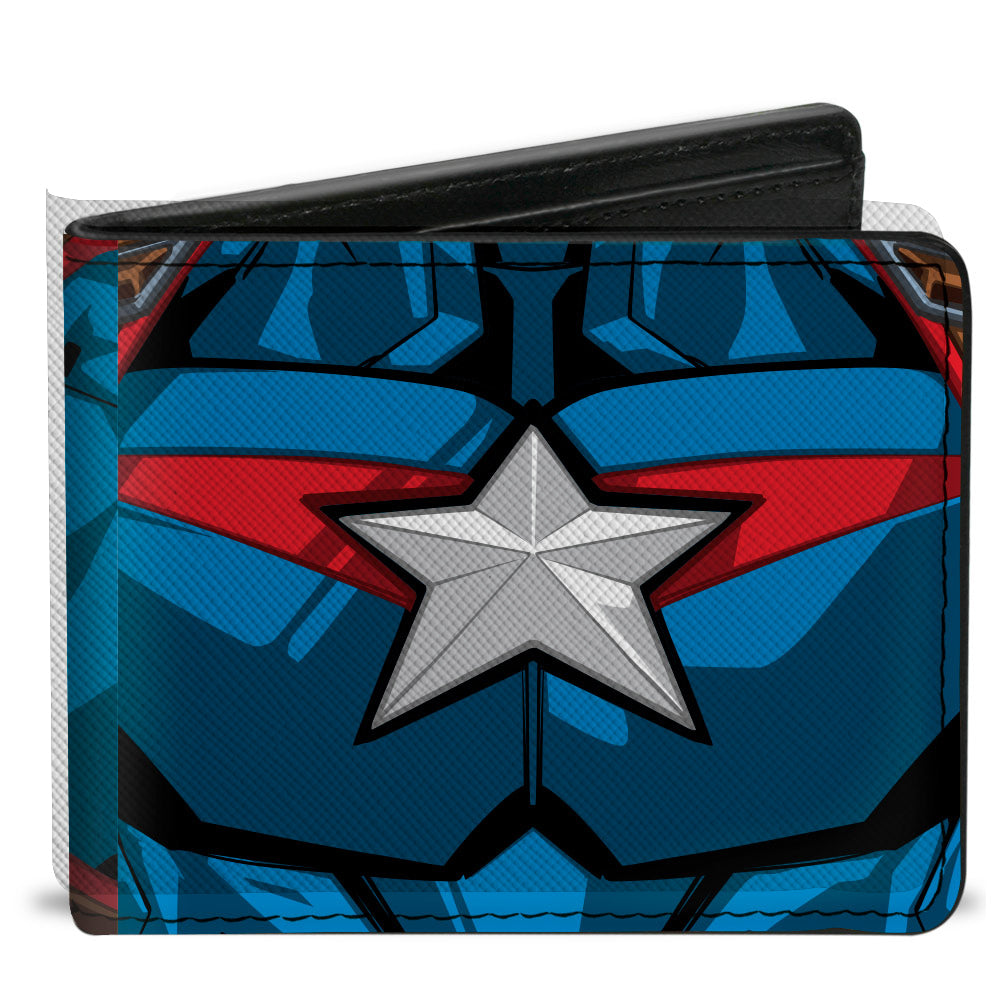 MARVEL AVENGERS Bi-Fold Wallet - Captain America Character Close-Up Chest and Back