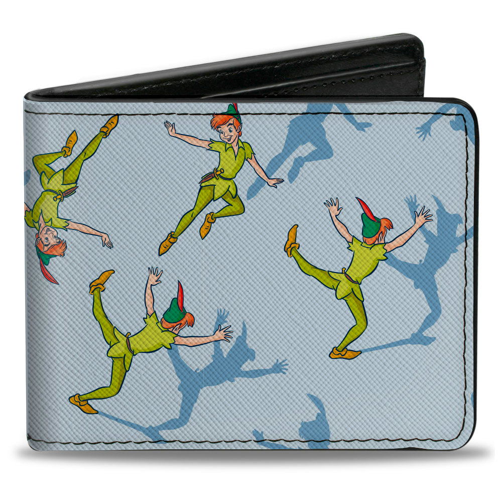 Bi-Fold Wallet - Peter Pan Shadow Poses Scattered Blues
