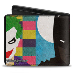 Bi-Fold Wallet - Joker Batman Face Juxtaposition Multi Color Blue White
