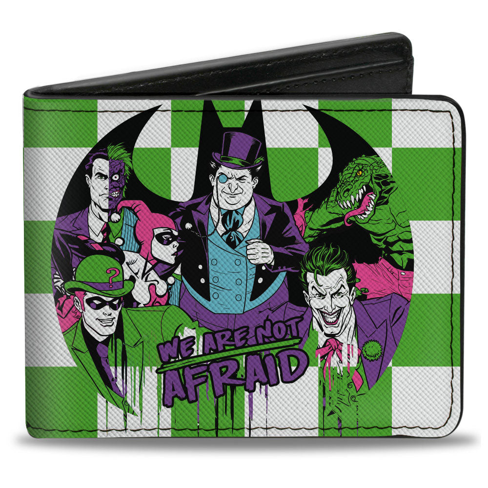 Bi-Fold Wallet - Batman 6-Villains Group Pose Checker Green White