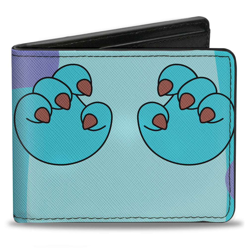 Bi-Fold Wallet - Monsters Inc. Sulley Hands + Boo Monster Hanging On Pose Blues Purples