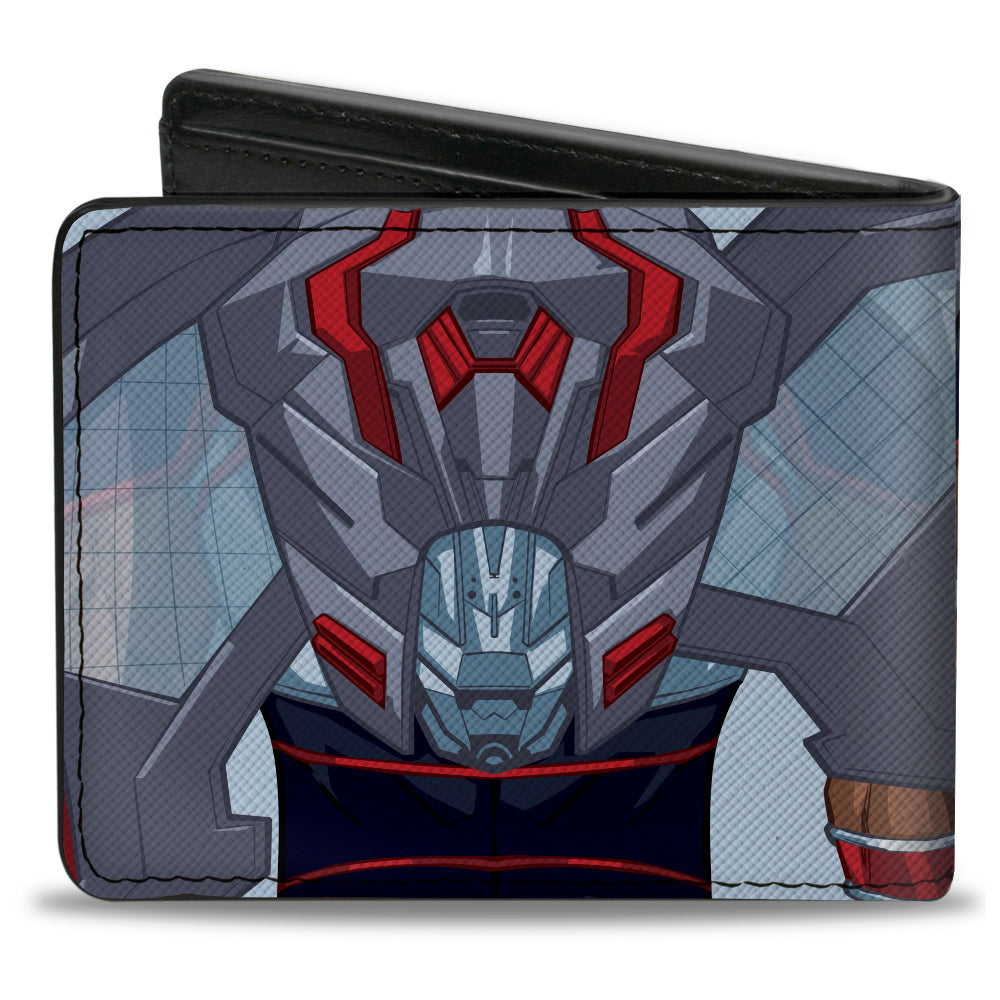 MARVEL AVENGERS Bi-Fold Wallet - Falcon Character Close-Up Front and Back Black