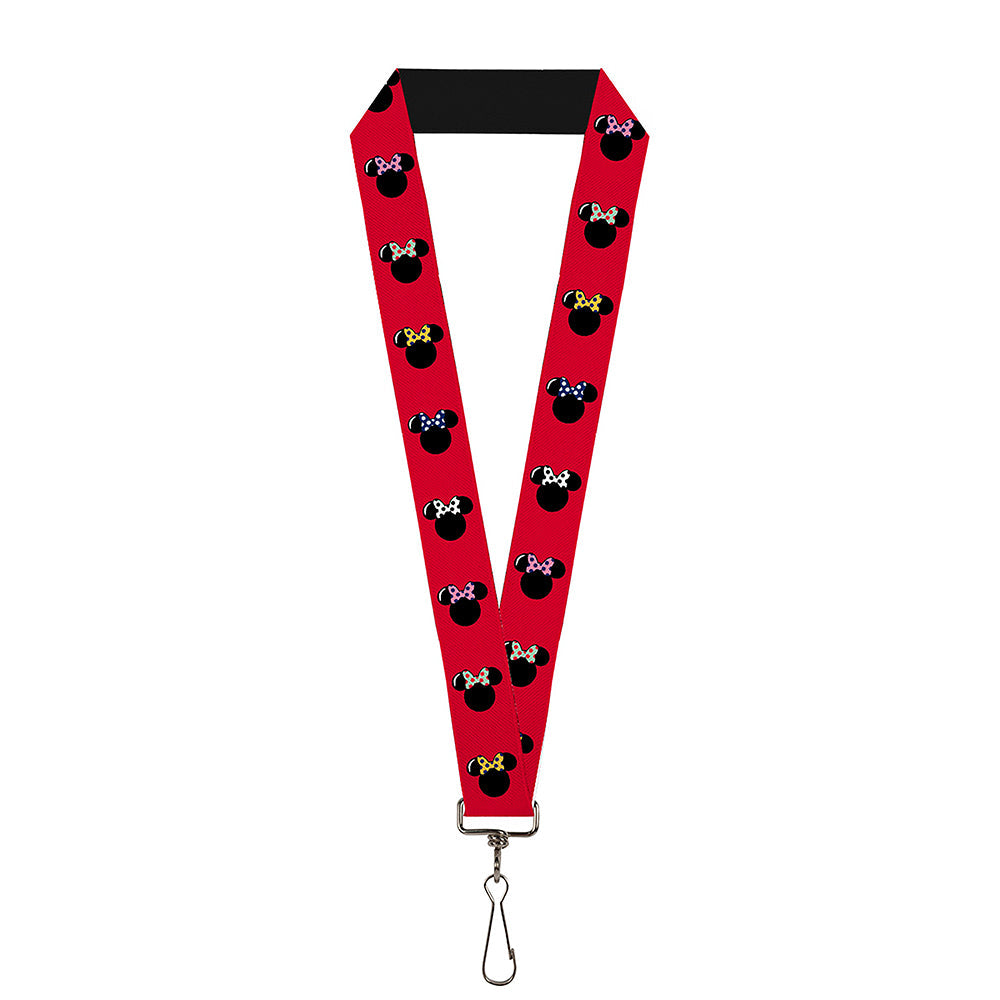 Lanyard - 1.0&quot; - Minnie Mouse Silhouette Red Black Polka Dot