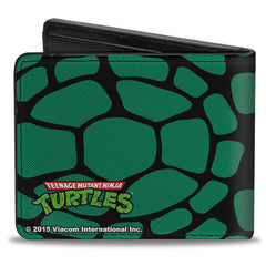 Bi-Fold Wallet - Classic TMNT Turtle Faces Black Green Turtle Shell