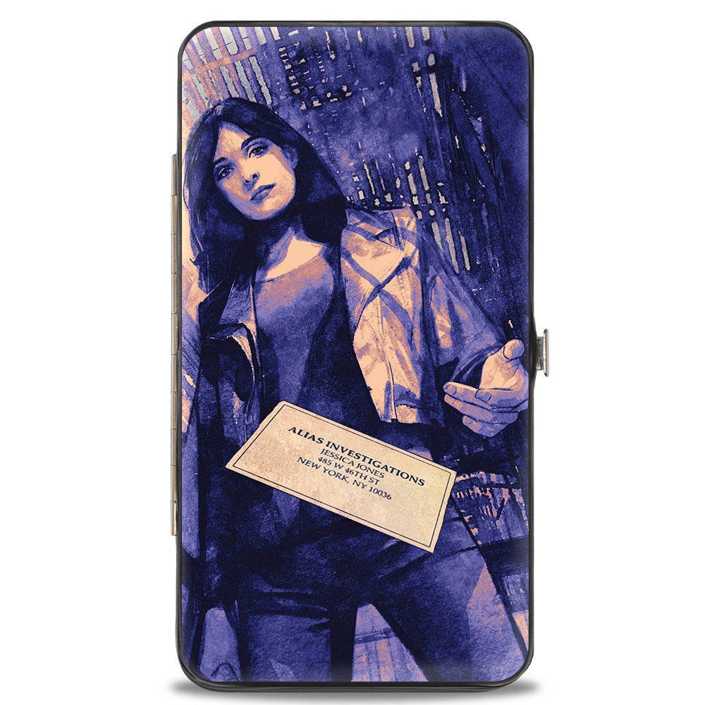 MARVEL UNIVERSE Hinged Wallet - Jessica Jones Marvel Now Variant Comic Book Cover 1 Tossing Business Card + Title Pinks Blues