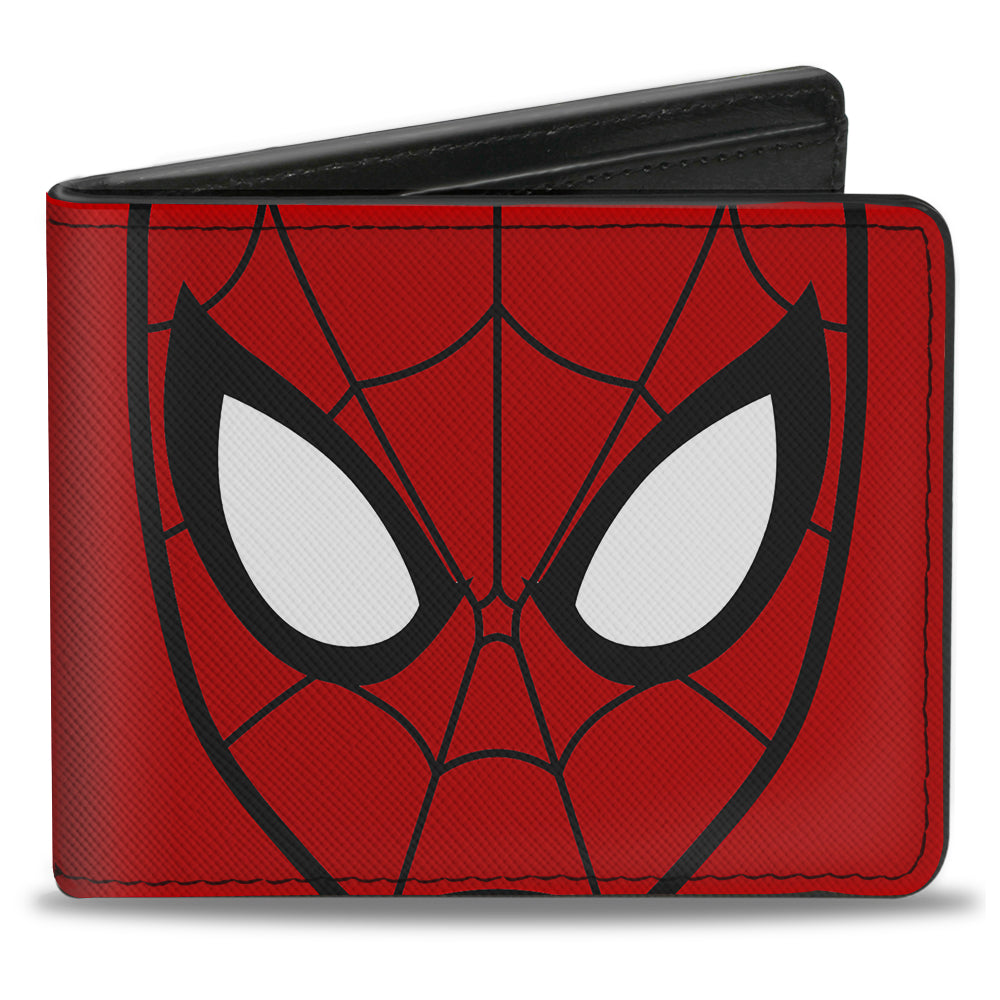 ULTIMATE SPIDER-MAN Bi-Fold Wallet - Spider-Man Face CLOSE-UP + Spiders Red Black