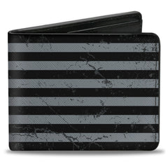 Bi-Fold Wallet - Superman Shield Americana Weathered Gray Black Blue Red