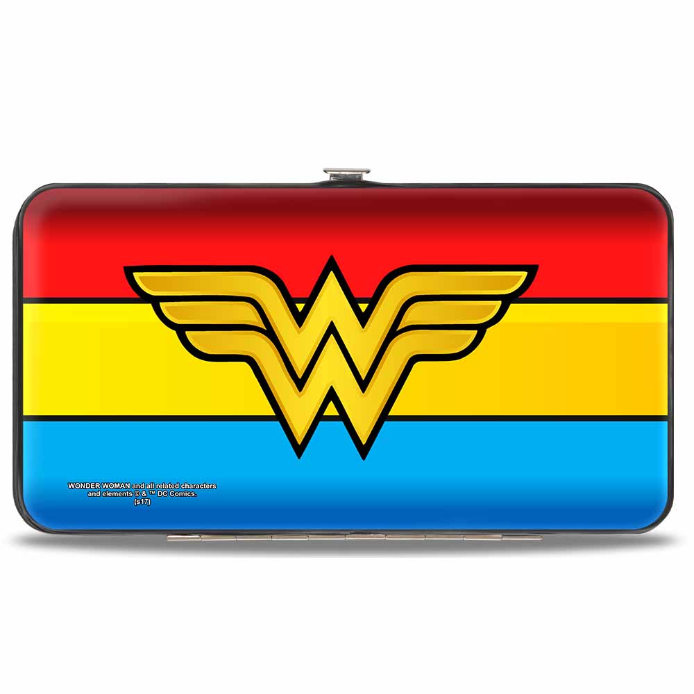 Hinged Wallet - Wonder Woman Logo Stripe Red Yellows Blue