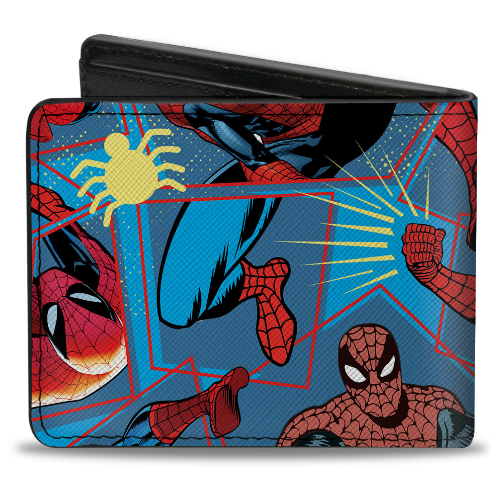SPIDER-MAN BEYOND AMAZING Bi-Fold Wallet - Spider-Man Beyond Amazing Spidey Sense Poses Collage Blues Red