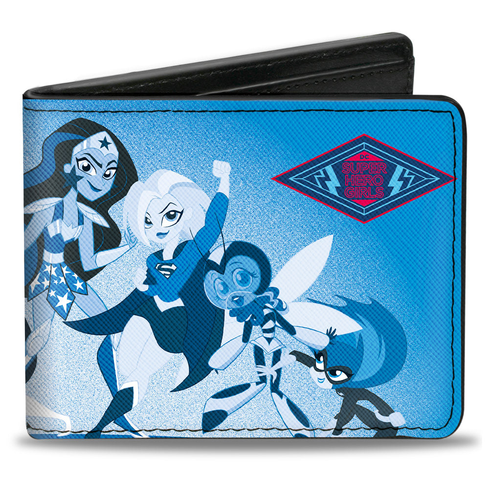 Bi-Fold Wallet - DC SUPER HERO GIRLS Diamond Logo 7-Character Group Pose Blues Red
