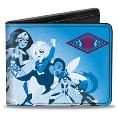 Bi-Fold Wallet - DC SUPER HERO GIRLS Diamond Logo 7-Character Group Pose Blues Red