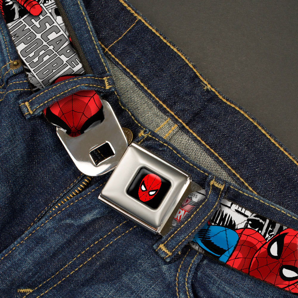 MARVEL UNIVERSE Spider-Man Full Color Seatbelt Belt - Spider-Man Action ESCAPE IMPOSSIBLE Gray Webbing