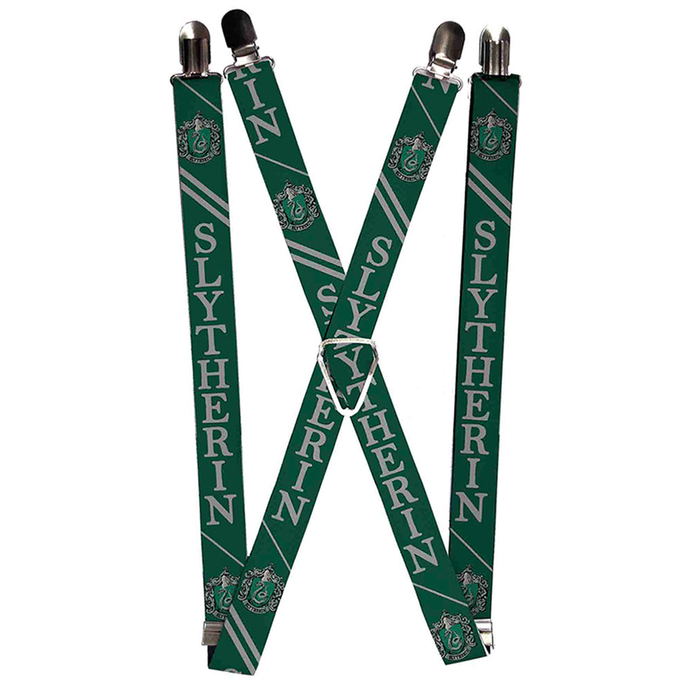 Suspenders - 1.0&quot; - SLYTHERIN Crest Stripe2 Green Gray