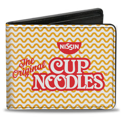 Bi-Fold Wallet - THE ORIGINAL CUP NOODLES Logo Noodle Wave White Orange Red