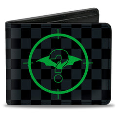 Bi-Fold Wallet - The Batman Movie Batman and Riddler Target Logo Checker Black Gray Green