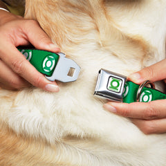 Green Lantern Logo CLOSE-UP Full Color White/Green Seatbelt Buckle Collar - Green Lantern Logo2 Green/Black/Green/White