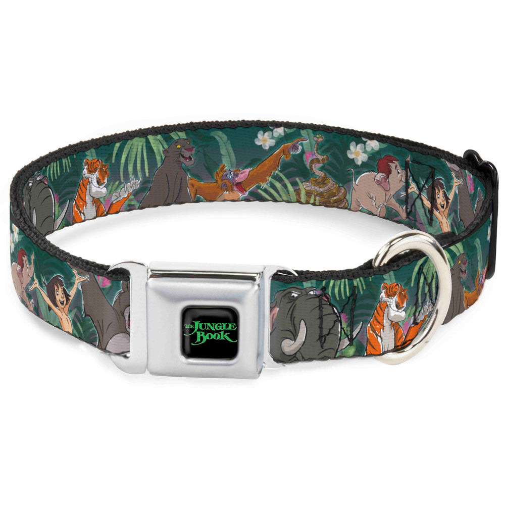 THE JUNGLE BOOK Full Color Black/Green Seatbelt Buckle Collar - The Jungle Book 8-Character Group Greens