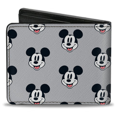 Bi-Fold Wallet - Mickey Mouse Smiling Face Monogram Gray