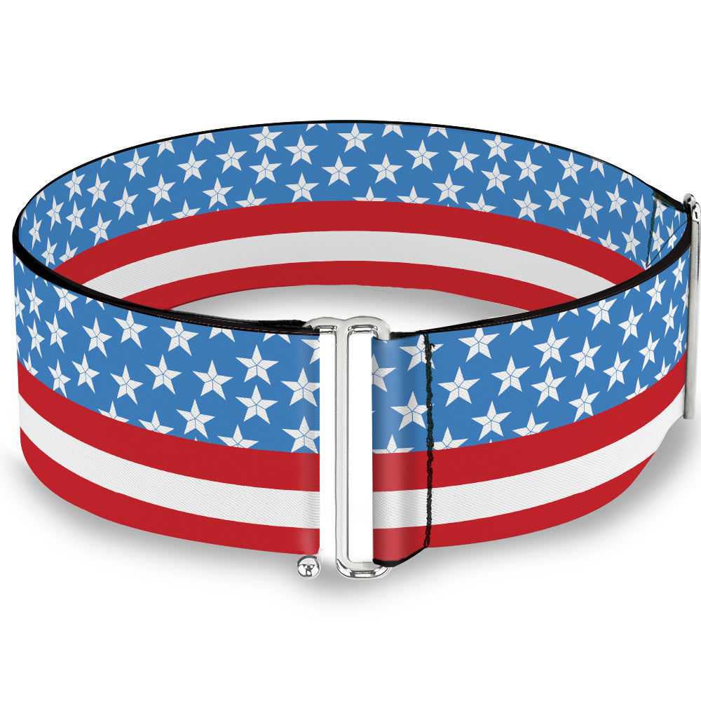 MARVEL AVENGERS Cinch Waist Belt - Captain America Star Stars &amp; Stripes Blue Red White Silvers