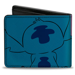 Bi-Fold Wallet - Lilo and Stitch Stitch Smiling Pose CLOSE-UP Blues