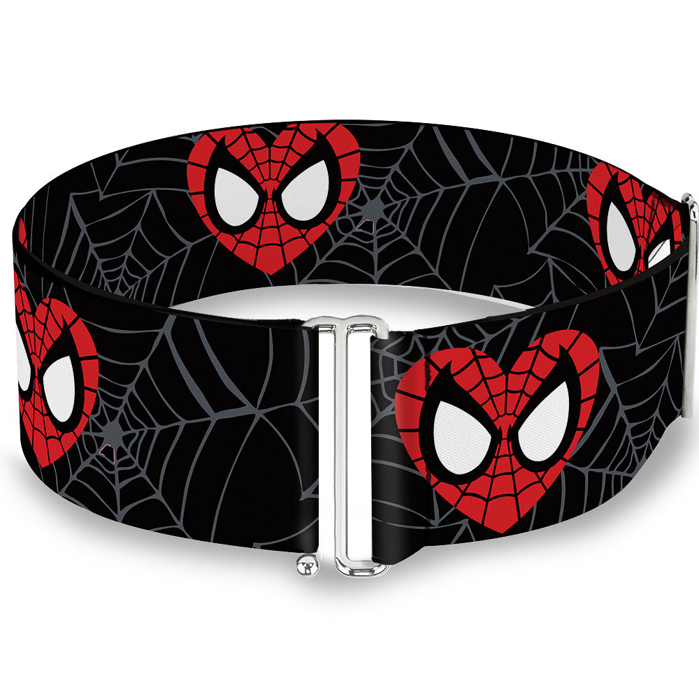 MARVEL COMICS Cinch Waist Belt - Spider-Man Heart Face Web Black Gray