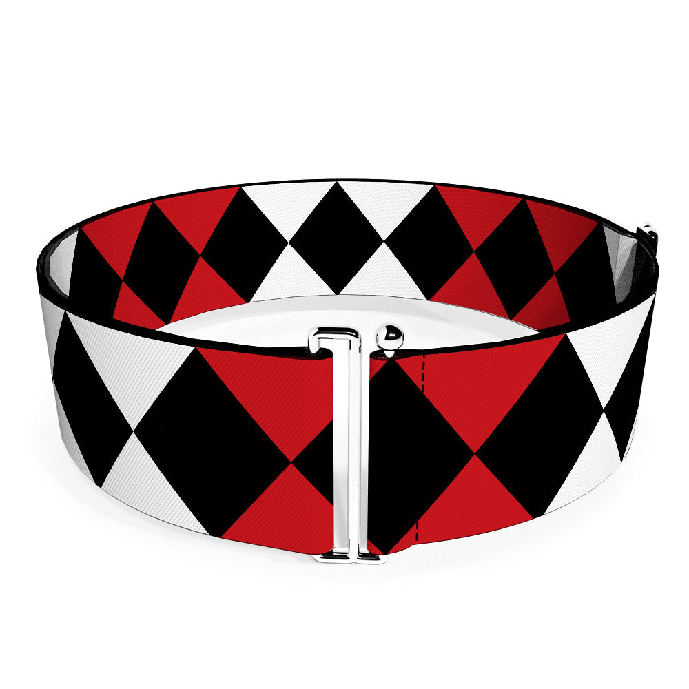 Cinch Waist Belt - Birds of Prey Harley Quinn Diamonds Split White Black Red Black