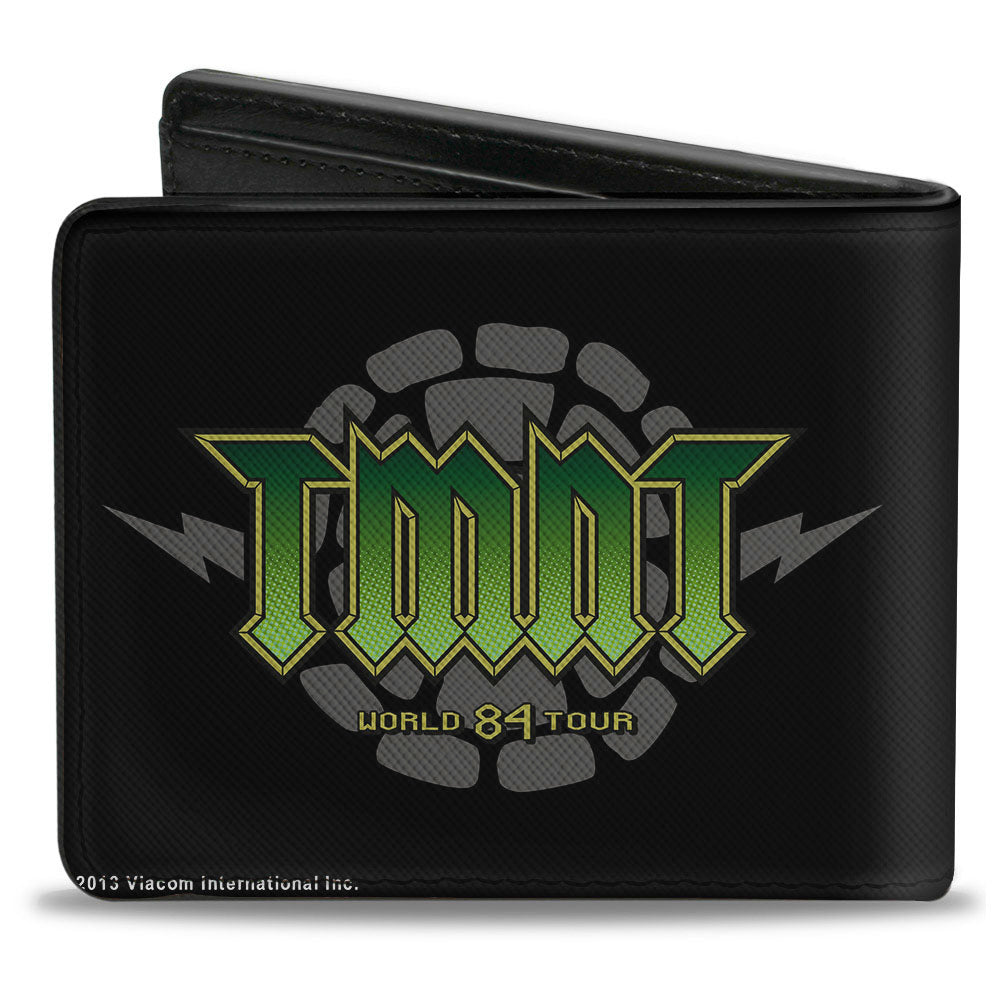 Bi-Fold Wallet - Classic TMNT-GET YOUR SHELL ON + TMNT WORLD TOUR 84 Black Gray Green