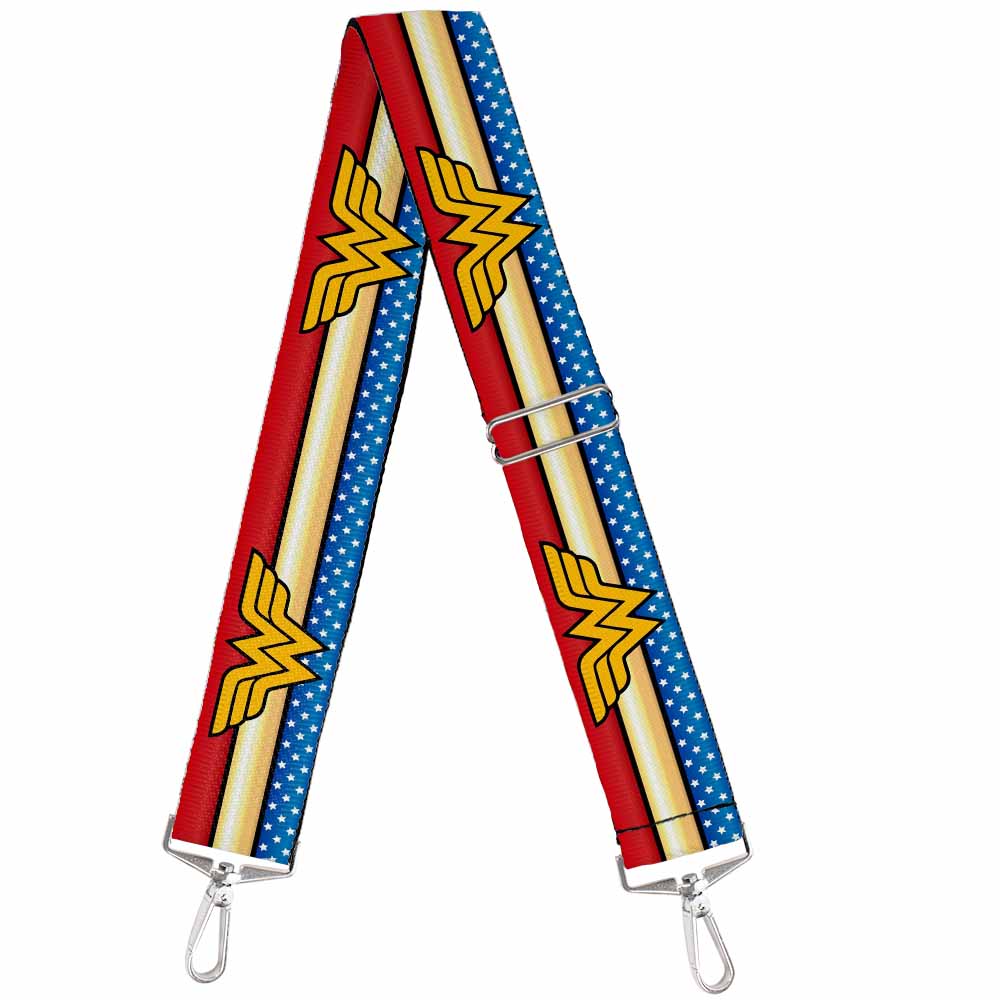 Purse Strap - Wonder Woman Logo Stripe Stars Red Gold Blue White