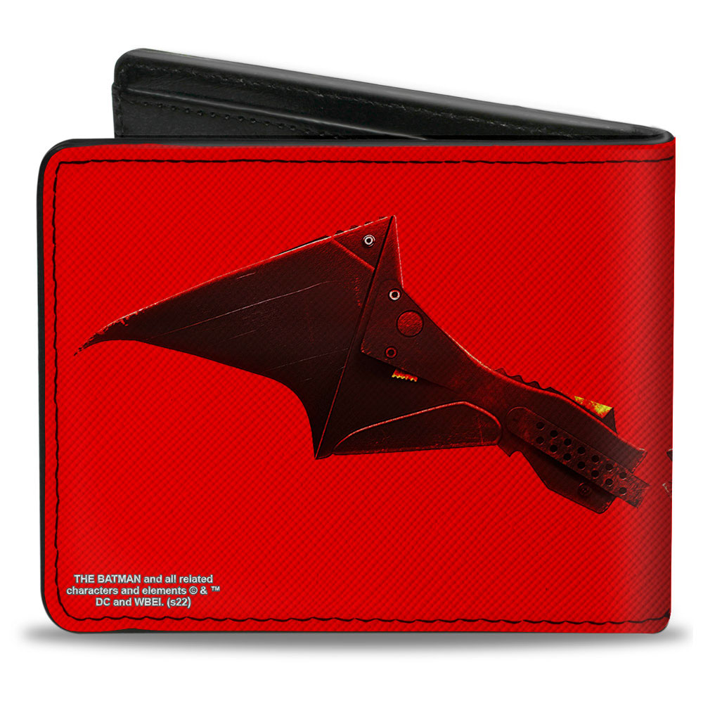 Bi-Fold Wallet - The Batman Movie Bat Wings Weathered Red Black