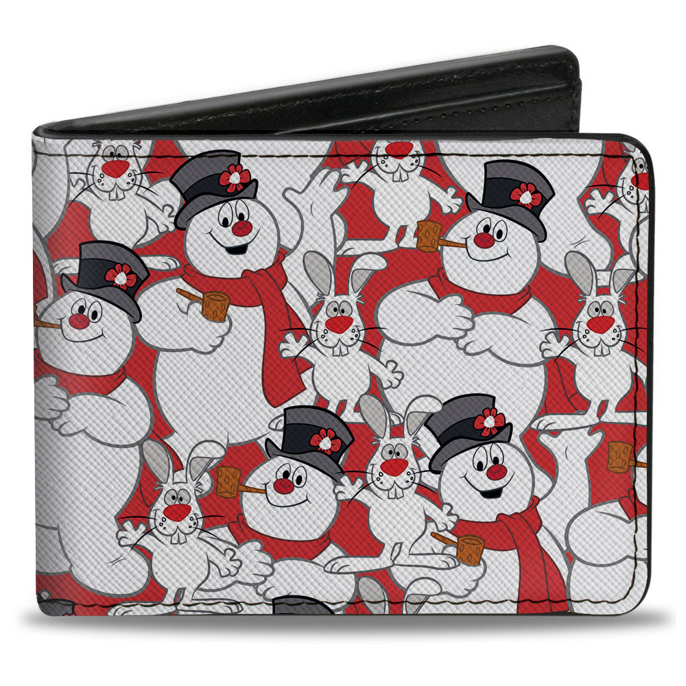 Bi-Fold Wallet - Frosty the Snowman and Hocus Pocus Bunny Poses Stacked Red