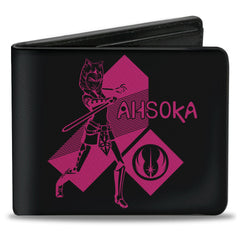 Bi-Fold Wallet - Star Wars The Clone Wars AHSOKA Pose + Logo Black Pink