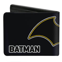 Bi-Fold Wallet - BATMAN Bat Logo Close-Up Black White Yellow