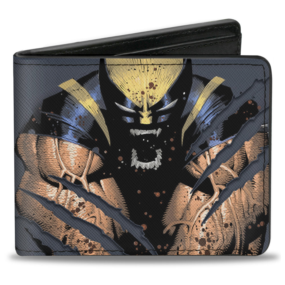 MARVEL X-MEN Bi-Fold Wallet - X-MEN Wolverine Clawing Pose Splatter Grays
