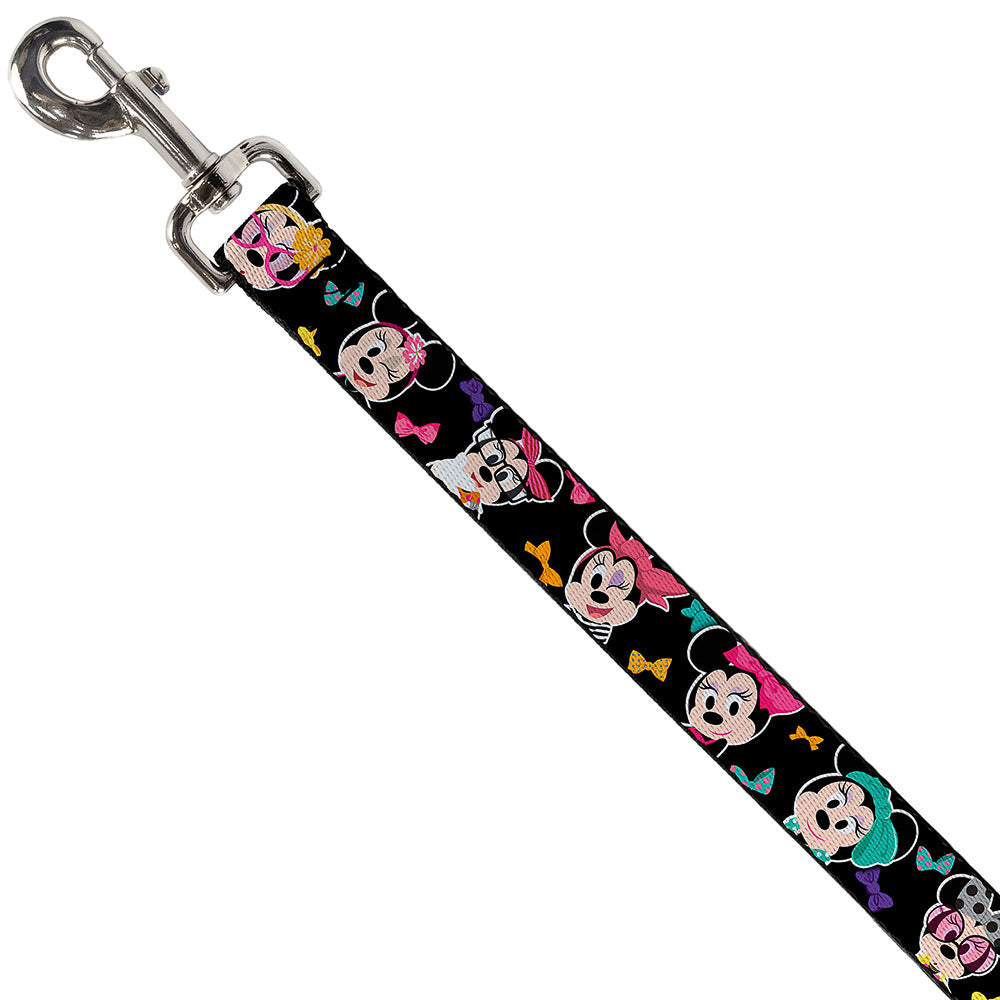 Dog Leash - Mini Minnie Expressions/Bows Black/Multi Color