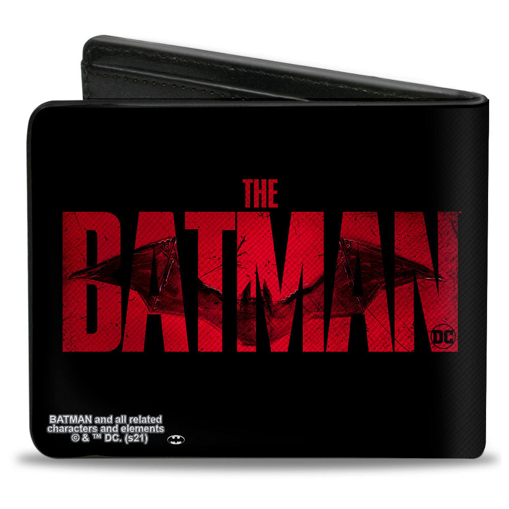 Bi-Fold Wallet - THE BATMAN Movie Bat Title Weathered Black Red