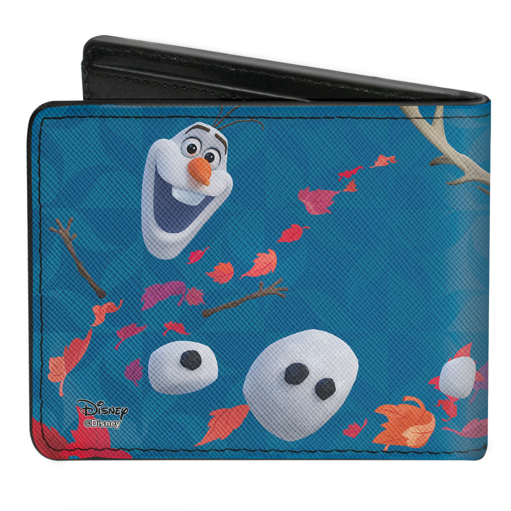 Bi-Fold Wallet - Frozen II Sven + Olaf Parts Swirling Leaves Blues Multi Color