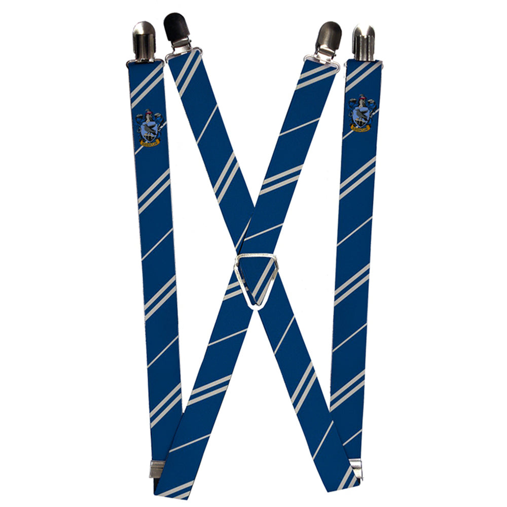 Suspenders - 1.0&quot; - RAVENCLAW Crest Stripe Blue Gray