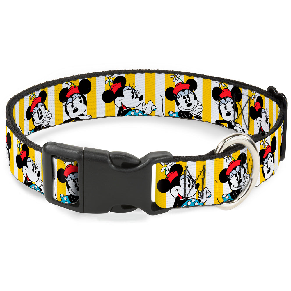 Plastic Clip Collar - Minnie Mouse w/Hat Poses Stripe Yellow/White