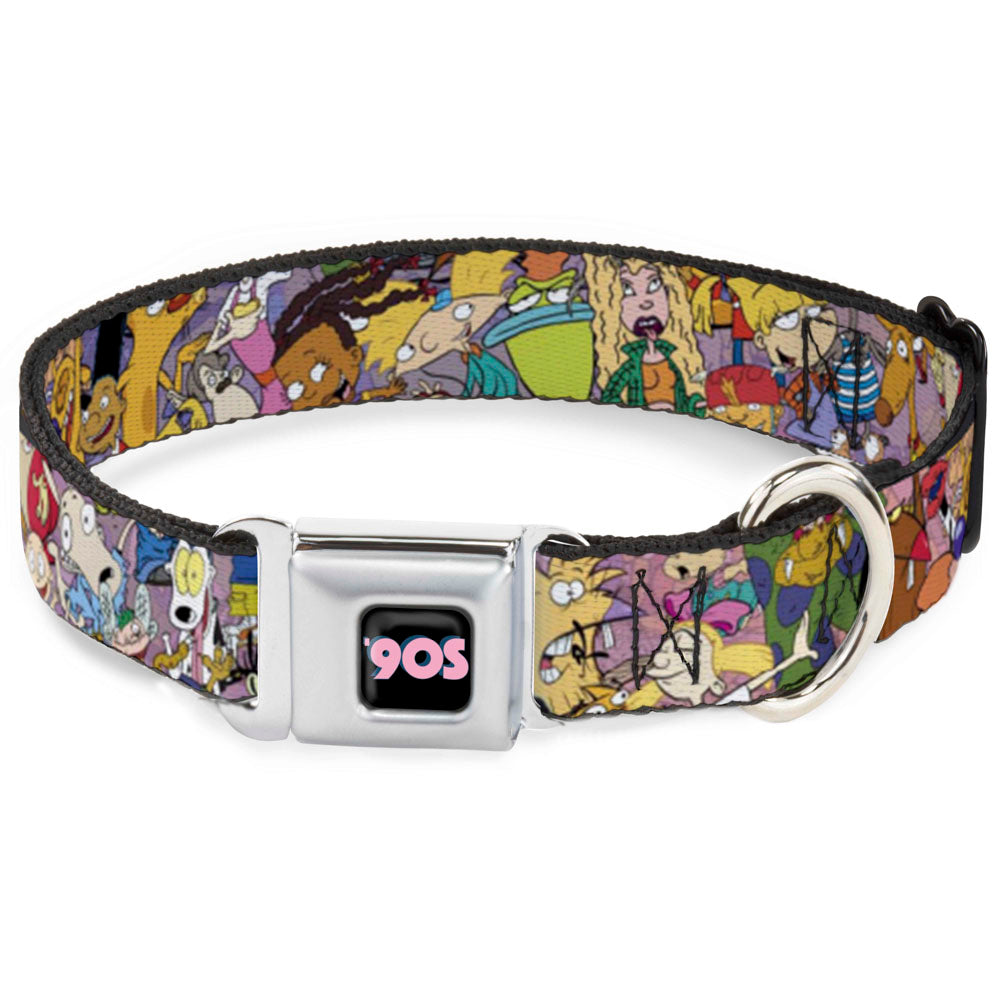 Nick 90&#39;S Icon Black/Blue/Pink Seatbelt Buckle Collar - Nick 90&#39;s Rewind Character Mash Up Collage2 Pinks