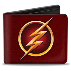 Bi-Fold Wallet - The Flash Logo5 Burgundy Golds
