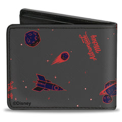 Bi-Fold Wallet - Mickey Mouse ASTRONAUT MICKEY in Space Pose Black Reds Blues